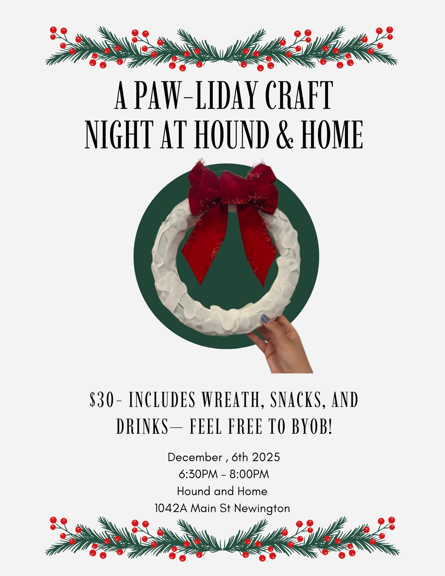 A Paw-liday Craft Night at Hound & Home