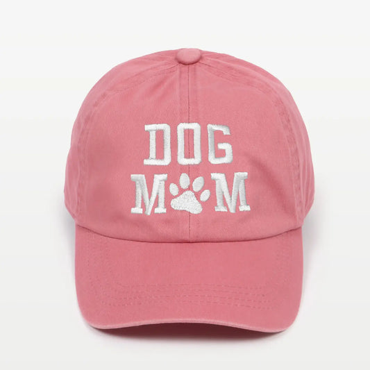 "Dog Mom" Embroidered Baseball Cap Dust Rose