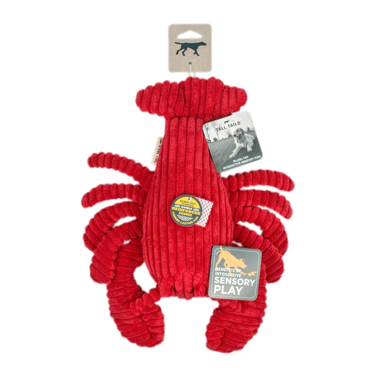 Tall Tails Crunch Plush Lobster Dog Toy - 14"