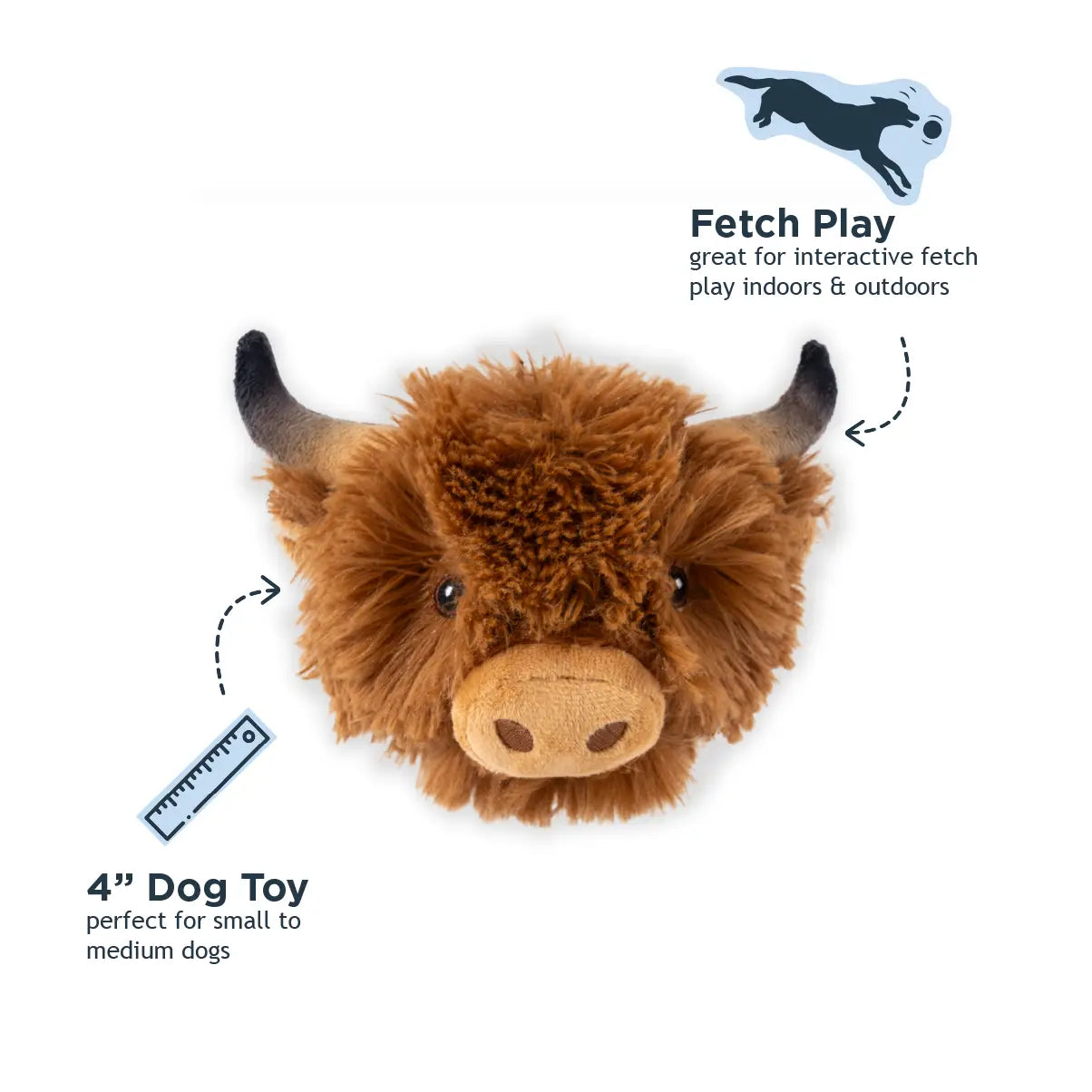 Highland Cow 2-in-1 Fetch Ball Dog Toy