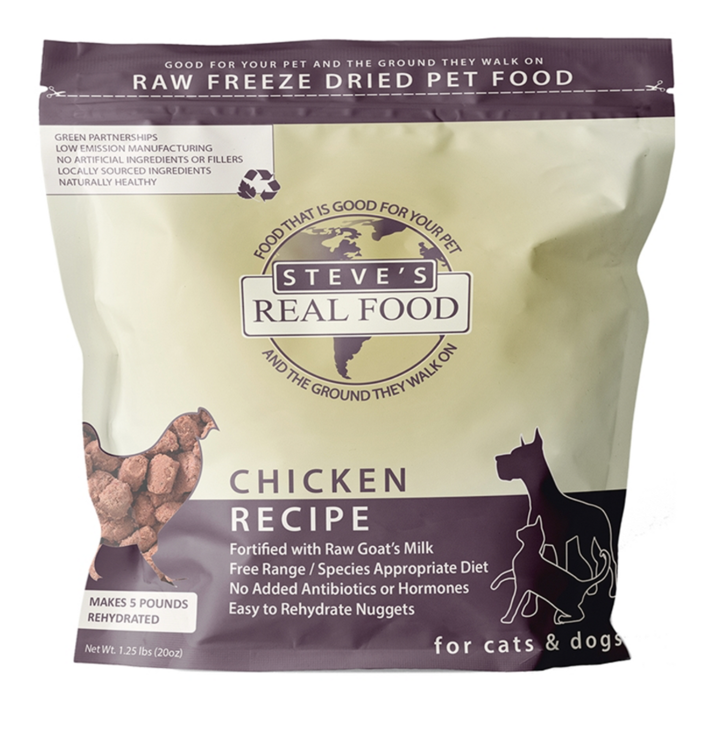 STEVE'S REAL FOOD DOG & CAT FREEZE-DRIED CHICKEN NUGGETS 1.25LBS