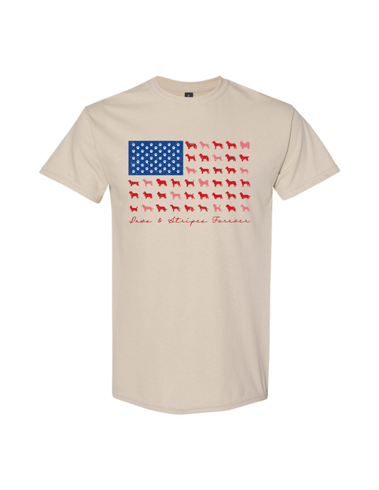 Paws & Stripes Forever Patriotic Dog Gildan Tee