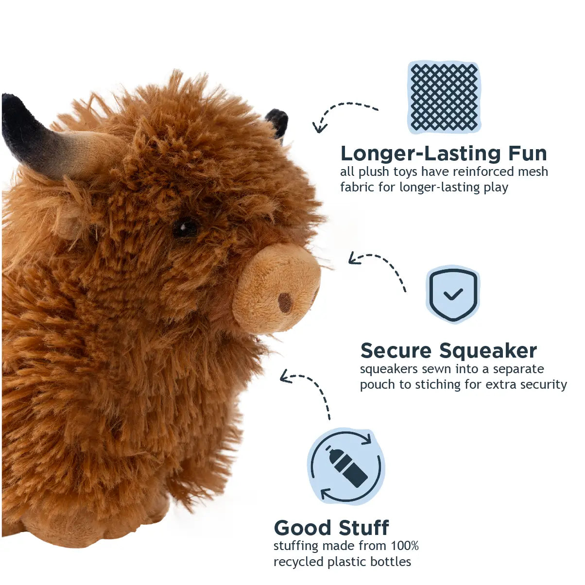 Highland Cow with Squeaker Dog Toy